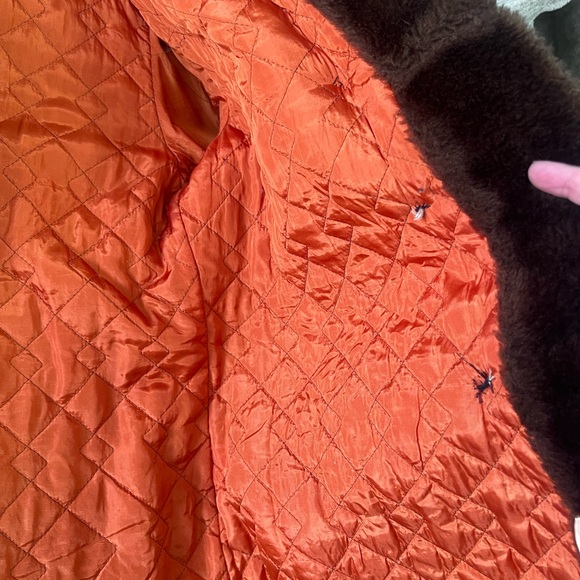 Vintage Sears Women's Brown Teddy Jacket with Orange Lining (Faux Fur) - Picture 4 of 5